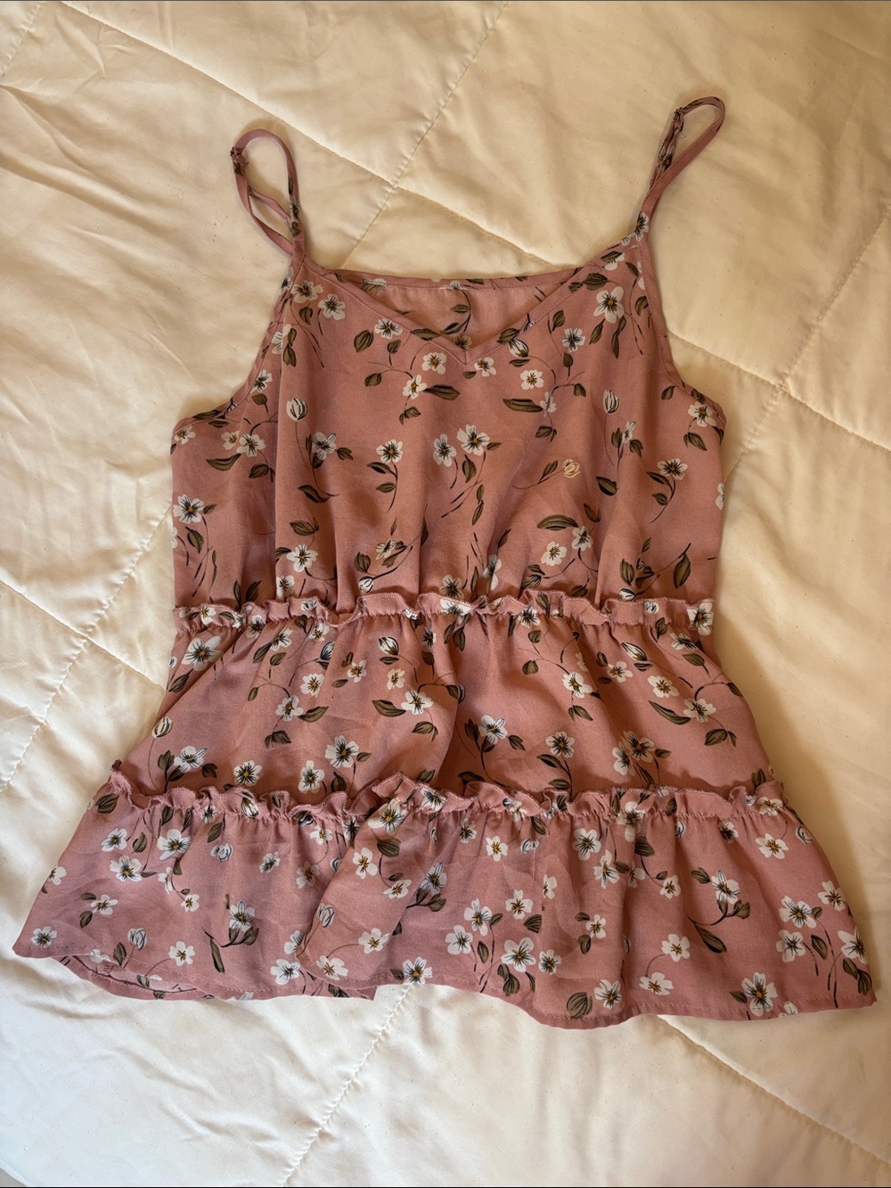SHEIN Dusty Rose Floral Ruffle Cami